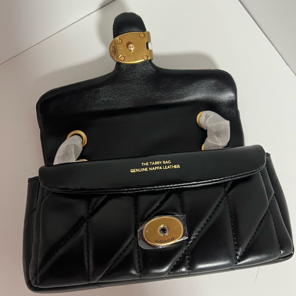 Coach Black Quilted Shoulder Bag with Gold Hardware - Picture 4 of 6
